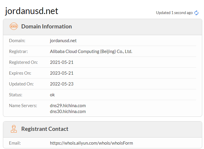 Jordanusd.Net on WhoIs